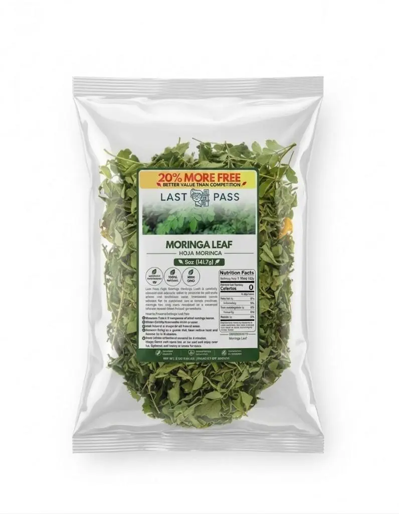 LAST PASS Caffeine-Free Moringa Leaf Herbal Tea - 4oz Dried Herb, Healthier Choice, Supports Her Caffeine-Free Lifestyle