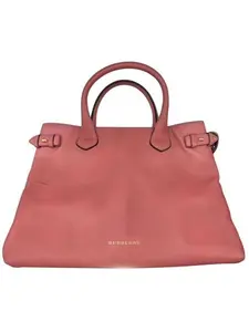 Pre-owned BURBERRY Leather Handbag Pink Side Nova Check Hand Bag Perfect For Daily Use