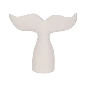 Sagebrook Home 20398 10 in. Textured Whale Tail Figurine - White