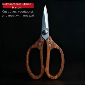 Premium Acacia Wood Handle Scissors - Ergonomic Multi-Purpose Kitchen & Craft Cutter