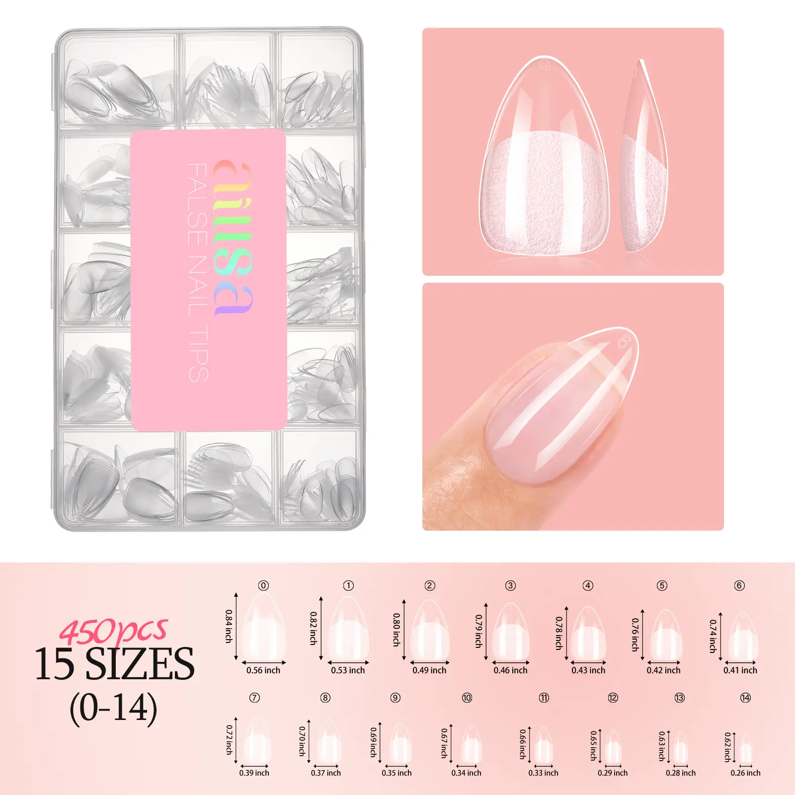 S-Almond Nail Tips-450pcs