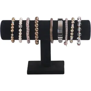Handmade Bracelet Display Stand, Jewelry Exhibition Organizer, Premium Watch Holder, Metal Storage Rack, Velvet Staircase Multi-Layer Shelf