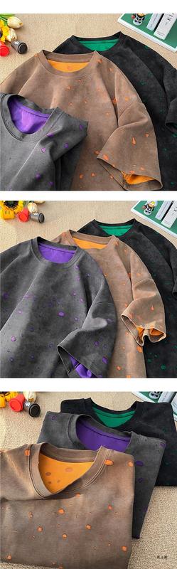 Ripped Short Sleeve T-shirt Loose Round Neck Half Sleeve