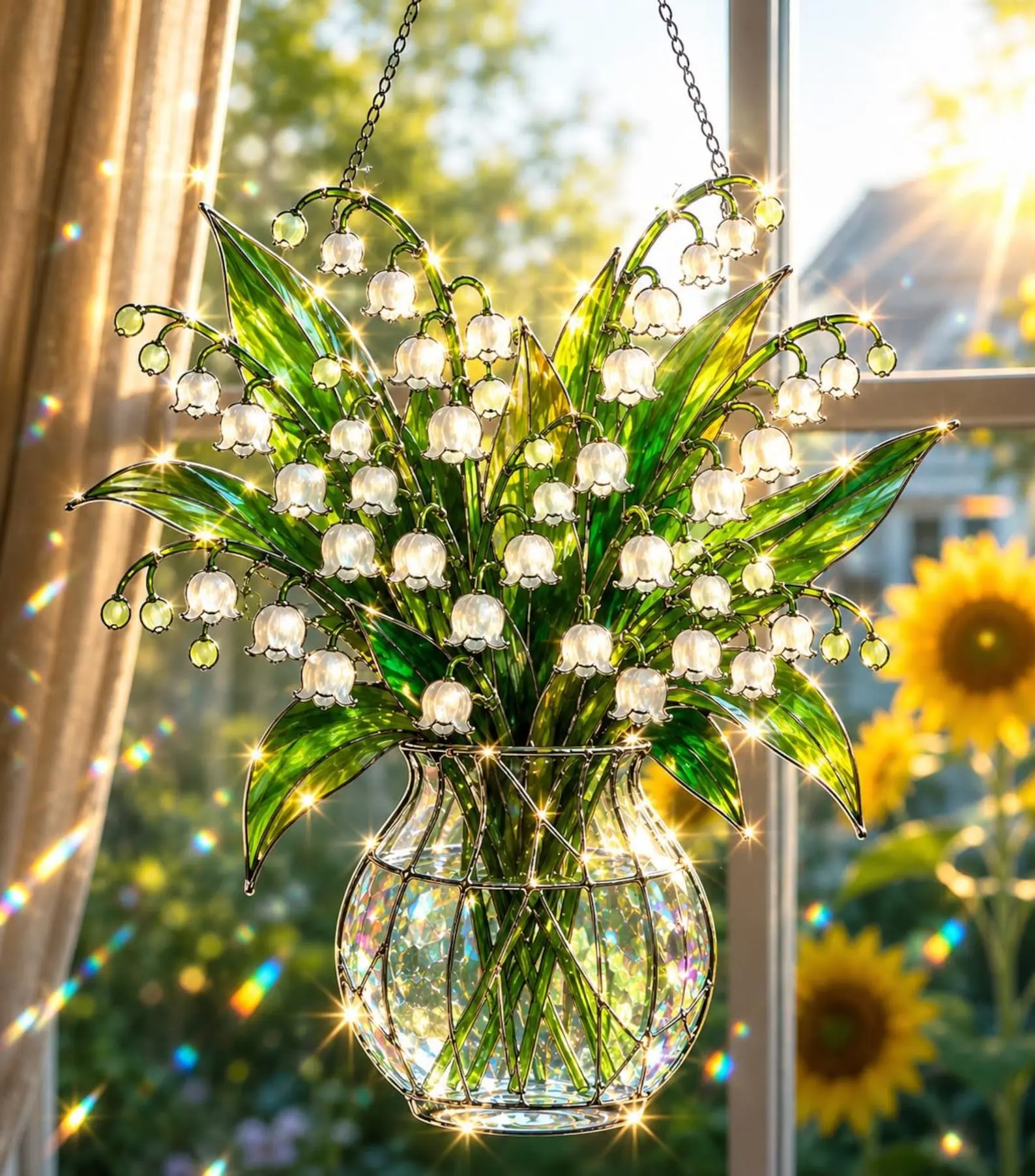 Lily of the Valley Suncatcher, Floral Acrylic Window Hanging, Spring Botanical Decor, Garden Decor Gift for Home