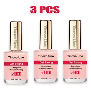 Tinovo Uno Get Strong 3 in 1 Nail Strengthening Oil Set - 3 Bottles 12ml Each - Alcohol-Free Vitamin E Infused Protein & Keratin Formula for Brittle Nails - Quick Dry Clear Polish - Gentle Nail Repair & Protection - Manicure - Calcium