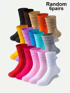 Women's Plain/Random Color Mid-calf Socks, Casual Comfortable Breathable Socks for Daily Wear, Women's Socks for All Seasons, Womenswear