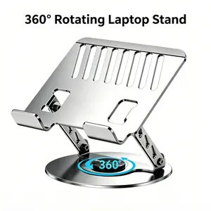 360° Rotating Laptop Stand for Gaming Desk Setup, Heavy Duty Carbon Steel Computer Riser, Adjustable Notebook Holder for MacBook Air Pro, Foldable Laptop Cooling Stand, Desk Accessories for Gamers, Dorm Room Essentials, Student Desk Organizer