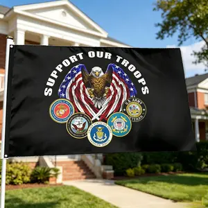 We Support Our Troops Flag U.S. Armed Forces Military flags US All 5 branches Polyester 3x5 FT Indoor Outdoor Banner