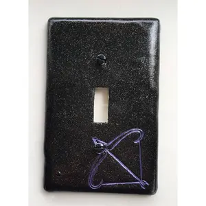 Sagittarius the Archer light switch plate cover for single toggle switch plate cover, black with glitter purple custom colors available