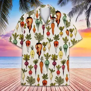 Funny Vegetable Butt Hawaiian Shirt for Men Women Youth, Summer Beach Shirt, Tropical Garden Aloha Party Shirt Button Down Short Sleeve
