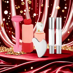 Travel and Daily Skincare Makeup Tool Set, Mini Lipstick Shaped Ice Massage Stick, Dual-head Silicone Face Mask Brush, Glass Spray & Roller Bottle, Zip Storage Bag