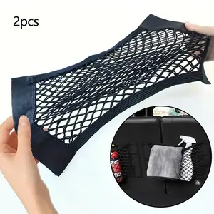 Universal Mesh Cargo Net Storage Net Wall Sticker Organizer Pouch Bag Storage Mesh Net for Car Trunk Storage Add On Organizers for Car Truck (15.7" x 9.8" (2 Packs))