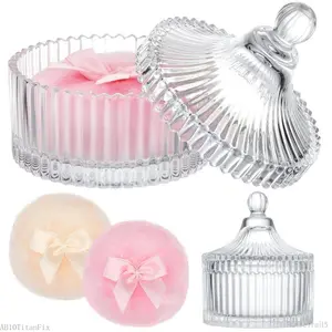 Extra Large Body Powder Puff and Container-3 Pcs Container Powder Container with PuffCrystal Case Soft Washable Reusable VelourFace Body Glitter Wet Dry MakeupPulseTrail5AB10TitanFix