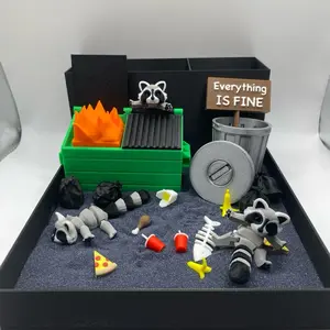 Raccoon Dumpster Fire Zen Garden, Mini Desk Decor, Sensory Calming Sand Garden for Desk, Fidget Stress Relief, Office Decor, Cubicle Decor