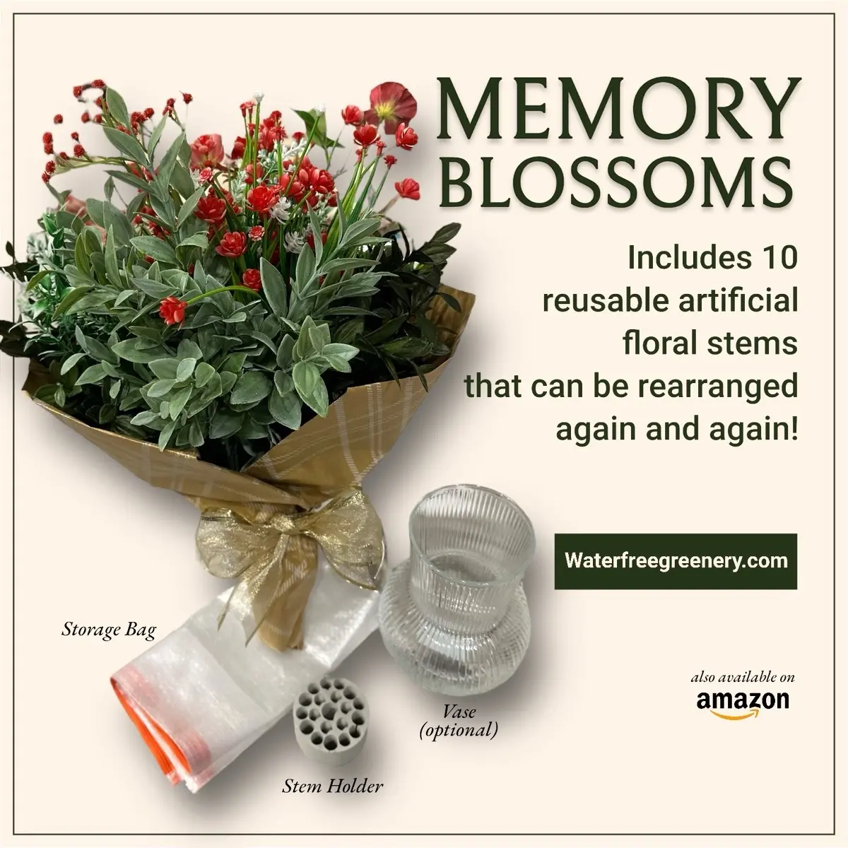 Memory Blossoms Reusable Floral Arranging Kit - Perfect Gift for Loved Ones of All Ages eternal  flower