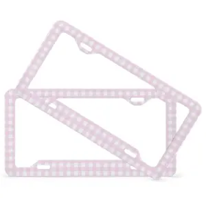 Pink Plaid Gingham Car License Plate Frame, Gen Z Gift, Cute Car Accessories for Women, Car Decor