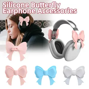 1pair Silicone Bows Decorations Headphone Accessory for Headsets Decorations and Comfortable Touch 8.8X 8CM Size
