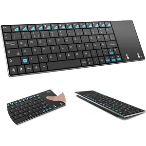 K12+ Mini  Keyboard with Large Touchpad &Qwerty Keypad, Stainless Steel Portable  Keyboard with USB Receiver for MacBook/iPad/Tablet/PC/Laptop/ TV/Raspberry Pi - Black