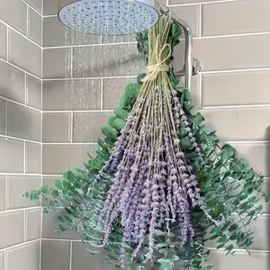 130pcs Natural Eucalyptus & Lavender Hanging Shower Bouquet - Bathroom Greenery, Rustic Farmhouse Home Decor & Gift Idea