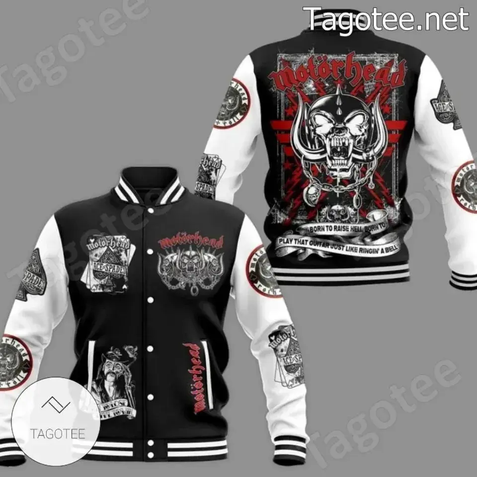 Heavy Metal Rock Band Motörhead Warpig Skull Graphic Print Loose Fit Varsity Jacket Casual Streetwear Baseball Outerwear Snaps Closure Pocket Men Women Autumn Winter Spring Outfits
