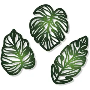 3 Pcs Wooden Palm Leaves Wall Art Tropical Leaf Wall Art Natural Plant Wall Decor Vintage Wood Hollow Wall Decoration for Living Room Kitchen Bedroom Garden Office front porch   Ornaments Artistic Set
