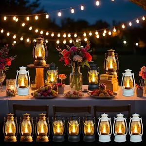 MICRENCY 6-Pack Vintage Black Horse Lantern Light Set - Flashing LEDs, Candles, Candle Holder for Home Decor, Wedding, Western Party Event Interior Accessories,summervibes