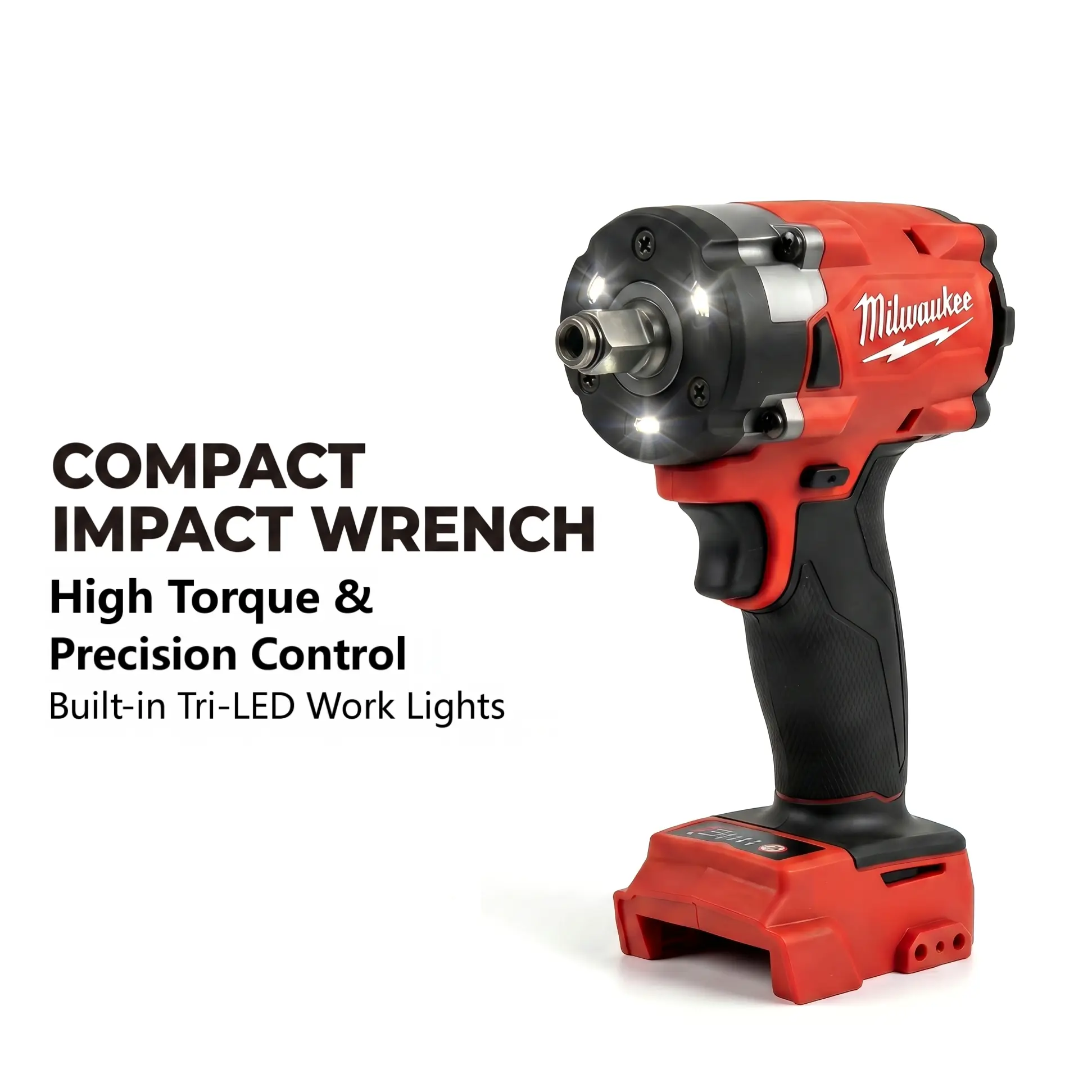 Milwaukee M18 FIW212 18V Cordless High Torque Impact Wrench - 1/2-in Square Drive, 300 Nm Torque, 4 Speed Settings, Adjustable Impact Rate, M18 Bolt Compatibility, Compact Body, Bare Machine for Auto Repair Technicians, Batteries Sold Separately