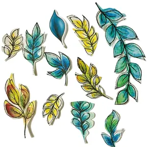 10 Abstract Greenery Stickers Hand Made Vibrant Leaf Designs for DIY Projects and Decor