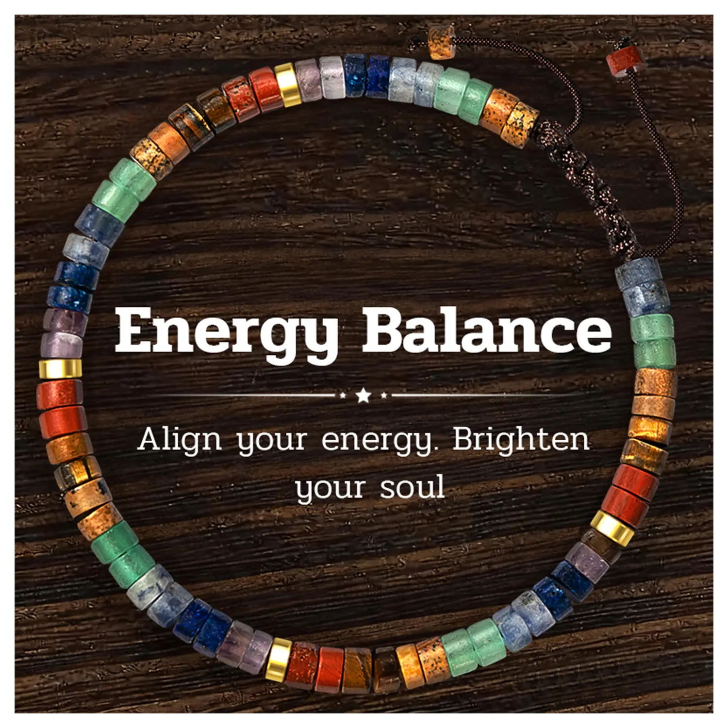 Natural Stone Bracelet for Anxiety Relief | Healing Crystal Energy Yoga Beads | Adjustable Rainbow Gemstone Jewelry for Men & Women | Spiritual Meditation Gift