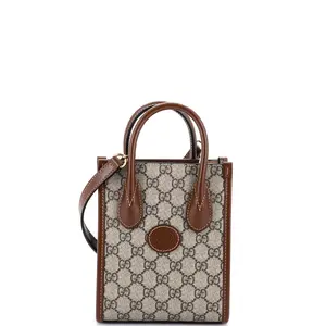 Pre-owned GUCCI Canvas Coated Top Handle Bags Interlocking G Patch Tote GG Coated Canvas Mini by Rebag