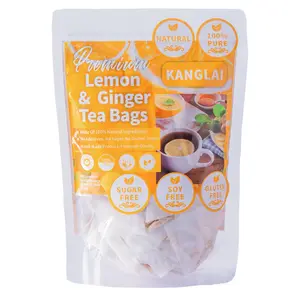 Organic Lemon Ginger Tea Bags 60 Count | Supports Gut Health & Digestion | Tangy & Spicy, Caffeine-Free, Hot or Iced Herbal Tea