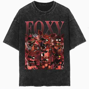 Foxy Vintage Washed T-Shirt, Foxy Graphic Unisex Shirt, Bootleg Retro 90's, Top, Streetwear, Round Neck, Shortsleeve, women's shirt, Trending Clothes, High Quality, Sport, Street Style, Many Colors Size S To XL, tiktokshop Menswear Underwear