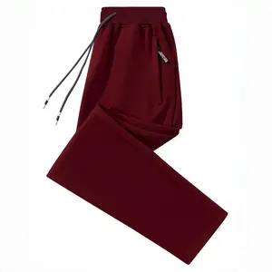 Men's solid color fashionable sports pants, drawstring elastic waist jogging pants, with zipper pockets, regular fit straight-leg casual pants, menswear knitted fitness pants, suitable for gym, running, outdoor sports and daily wear