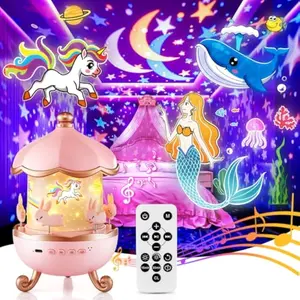 Night Light Projector for Kids,Unicorn Toys with 315 Lighting+15 Films,15 Music Sound Machine Baby,360°Rotate+Remote+Dimmable Ceiling Star Projector for Kid Room Decor,Birthday Gift for Girl