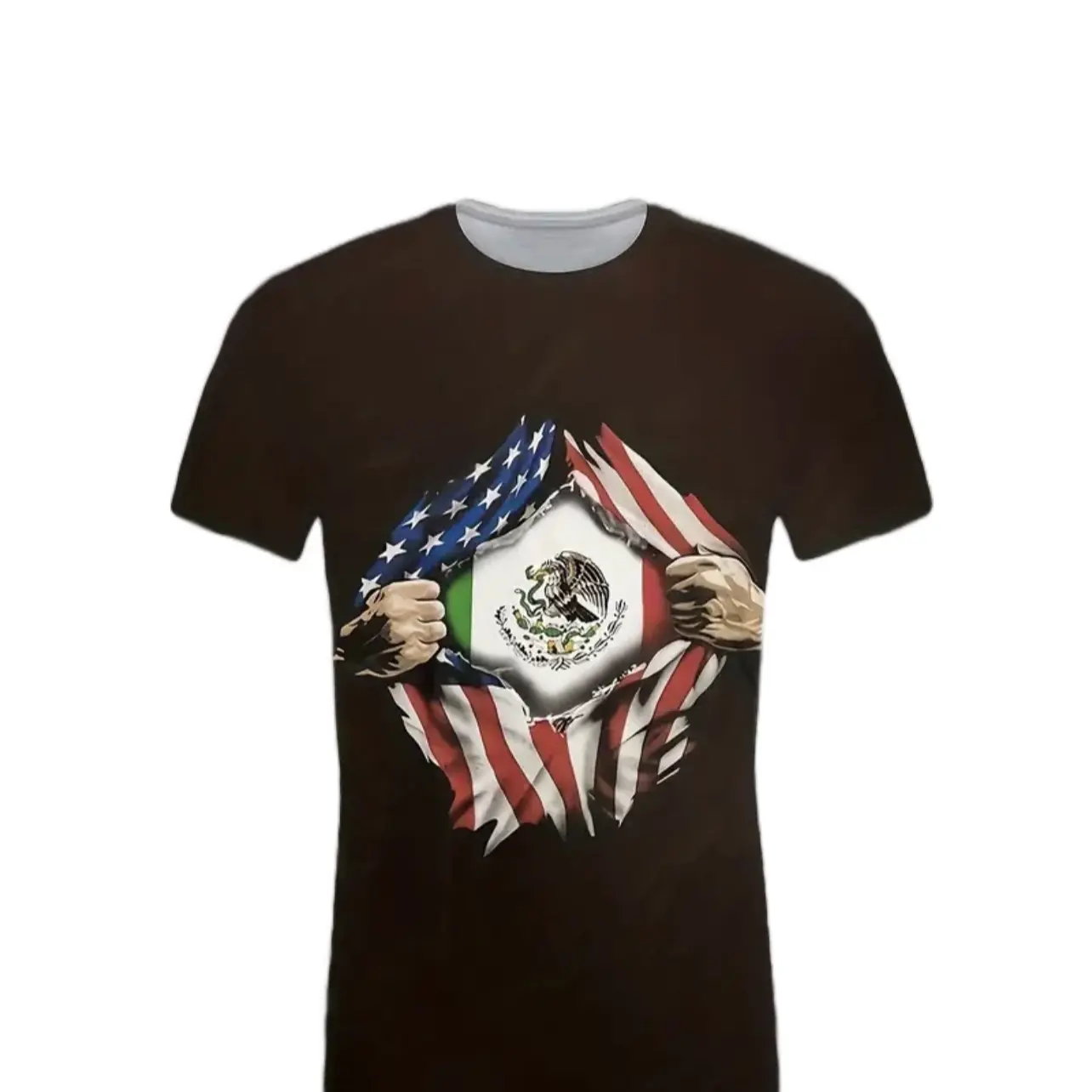 Men’s T-Shirt USE & MEXICO flag Menswear Top Round Neck Tshirt Tropical Print Stylish Crewneck Streetwear Shortsleeve 77 studios clothing apparel