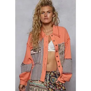 Balloon Sleeve Thermal Edge Detail Collar Jacket