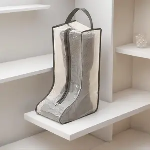 Transparent dustproof shoe and boot travel dust bag, large-capacity waterproof and portable storage bag for boots and shoes