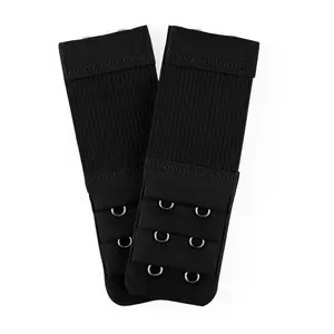 INSPIRE CHIC 2pcs Bra Strap Extenders Set 3 Rows 2 Hooks/3 Hooks/4 Hooks Comfort Cotton Elastic Bra Hook Extensions 4-hooks Black
