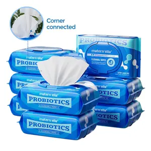 matern'ella Flushable Wipes Extra Large 8 Packs 640 Wipes Wet Wipes Travel Corner-Connected Design Plant Based Fibers with Probiotics Fragrance Free Sewer Safe Butt Wipe Adult individually wrapped，Wet Wipes