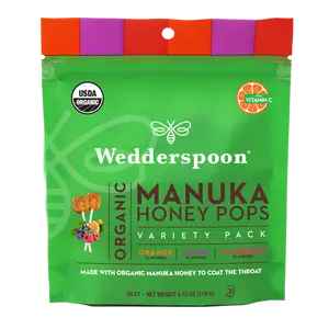 Organic Manuka Honey Pops - Variety Pack with Orange, Grape, and Raspberry flavors