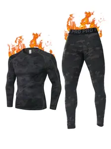 Men's Warm Underwear Set, Quick-Dry Compression Shirt and Pants, Ideal for Skiing, Mountain Biking, Fitness, Winter Sports Equipment, Sport Activewear