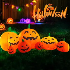 7.5 Ft Long Halloween Inflatables Pumpkin Outdoor Decoration with LED Lights, 7 Blow up Pumpkin Lanterns Halloween Yard Decoration for Garden Lawn Patio Fall Decor
