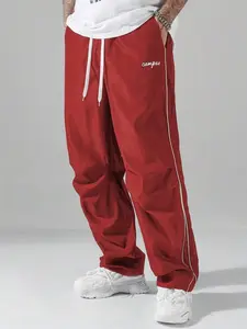 Men's Striped Three-Color Pants with Pockets Casual Vibe for Daily Wear Also Fits Weekend Hikes in Red Green & Purple Outfit Trouser