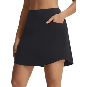 Baleaf Womens 17 Inch Golf Skirts High Waisted Tennis Skorts with 3 Pockets Modest Stretchy Pickleball Casual Activewear