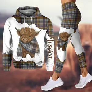 Cute Highland Cow Outfit - Personalized Cow Hoodie and Matching Leggings