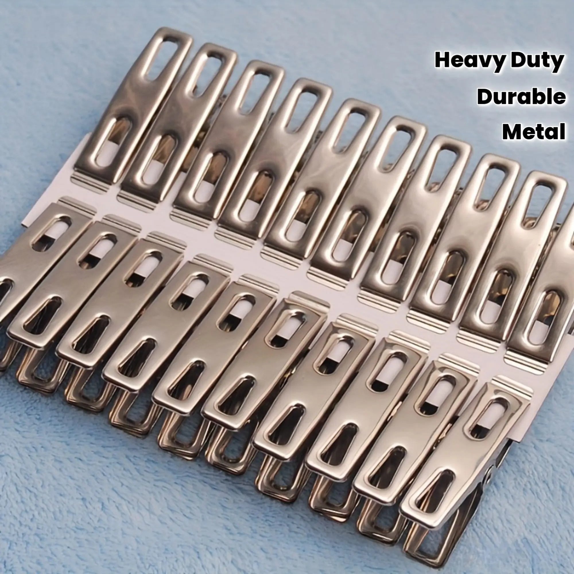 20 Pack Heavy-Duty Stainless Steel Clothespins - Windproof Rust-Proof Metal Clips with Ergonomic Design for Outdoor Laundry, Home & Garden Use, Sleek Metallic Finish, Durable Construction, Clothes Pins