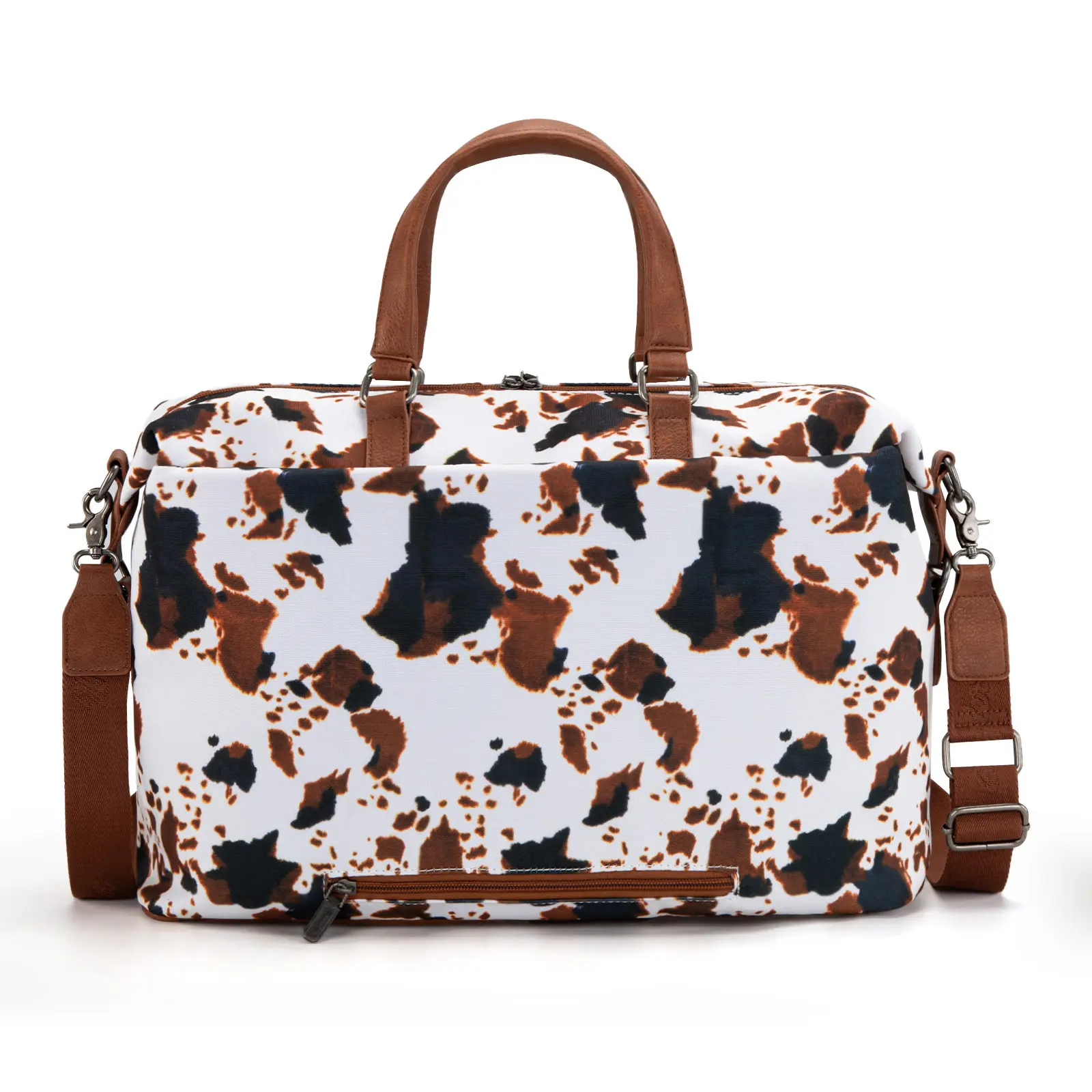 Wrangler Cow Print Duffel Bag for Women Oversized Travel Weekender Bag Fall Purse with Adjustable Strap & Zip Pockets Multifunctional Suitcase Large Capacity Travel Essentials