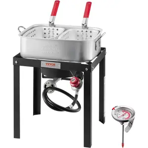 VEVOR Seafood Boiling Kit Turkey Fryer, 30 - qt Boiler Steamer Cooker Set, Outdoor Aluminum Frying Pot, 54, 000 BTU Burner Propane Gas Boiler, Gifts for Thanksgiving Day
