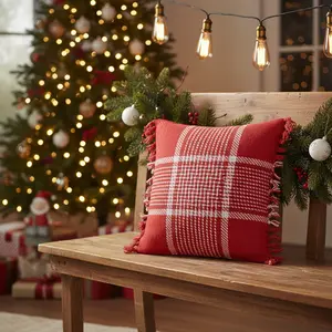Exton Red Plaid Pillows Exton Red Plaid Pillows