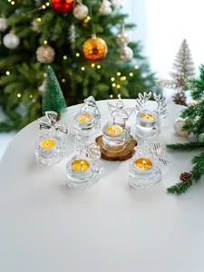 Crystal candlestick ornaments Christmas dress up Western candlelight dinner decoration angel snowflake bow Christmas crystal stone Black Friday (no candle)